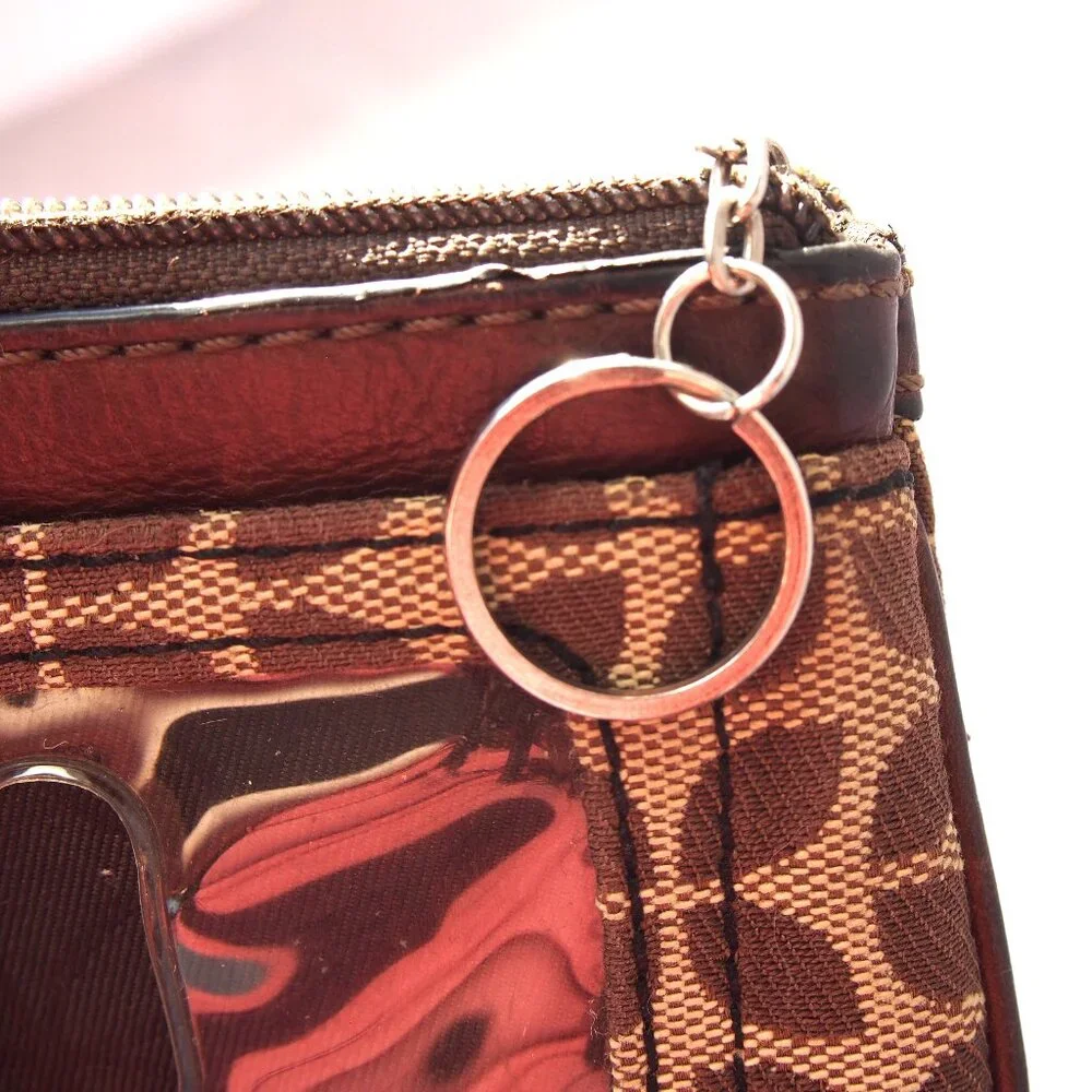 Fossil Signature Brown Zip Cardholder/Keychain, Y2k
